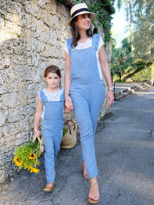 Georgette Blue Linen Overall